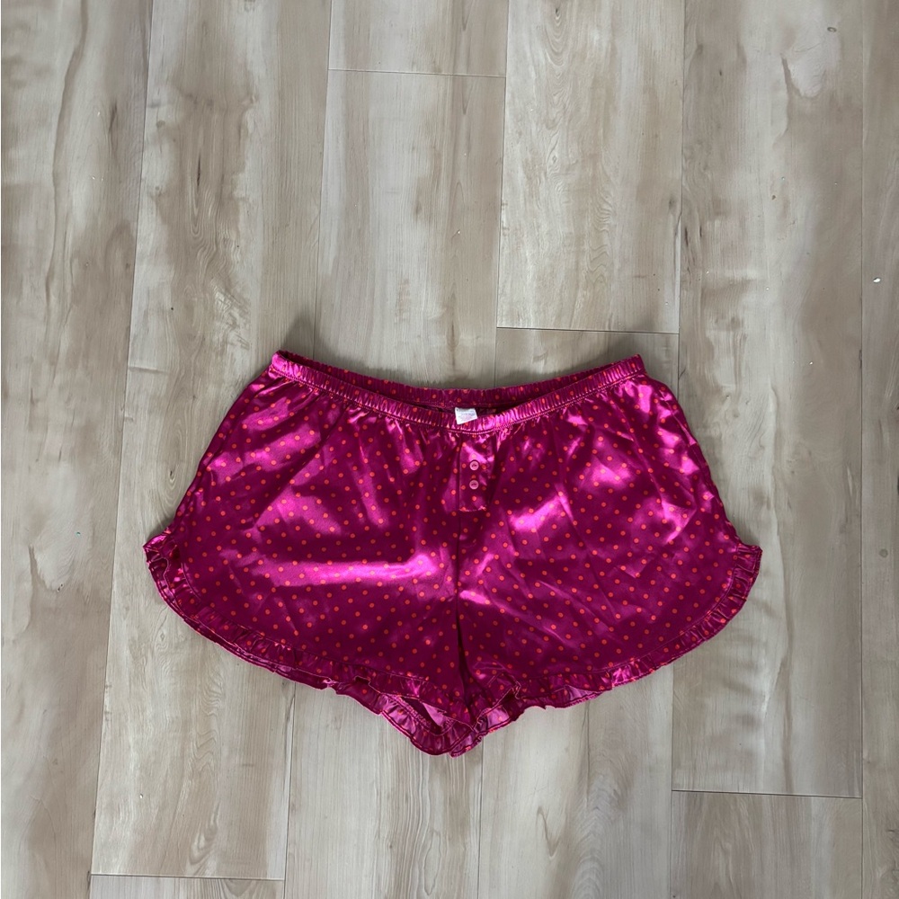 Cute Polka Dot Lounge Shorts Hot Pink Size Medium